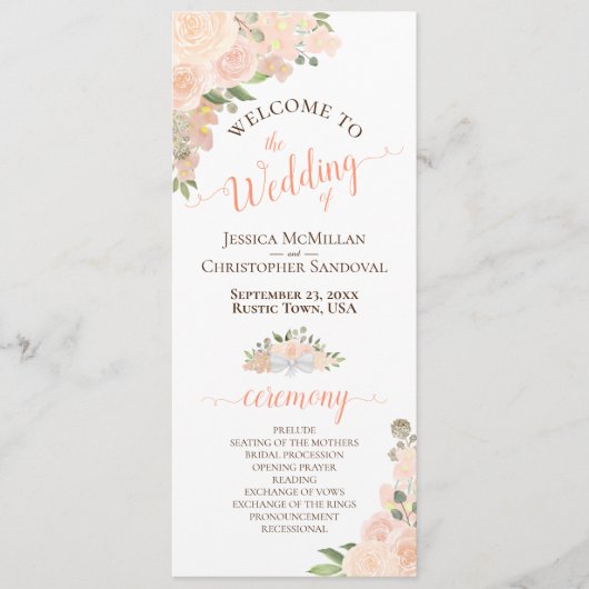 Programme Elégant Mariage Floral Peach (Devant)