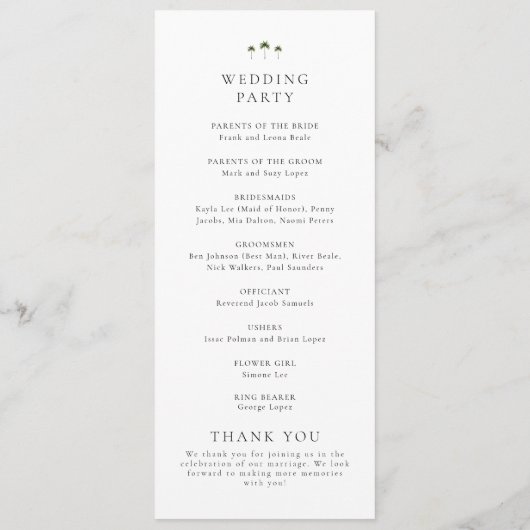 Programme Élégant Mariage minimal de palmier (Dos)