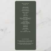 Programme Élégant Mariage moderne de mousse verte (Dos)