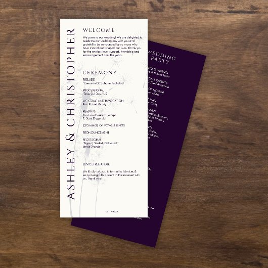 Programme Élégant Mariage moderne foncé violet