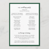 Programme Élégant Mariage Moderne Monogramme Vert Émeraude (Dos)