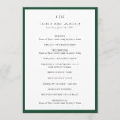 Programme Élégant Mariage Moderne Monogramme Vert Émeraude (Devant)