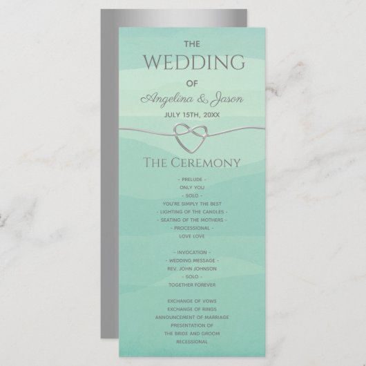 Programme Élégant Mariage moderne Silver Green (Devant / Derrière)