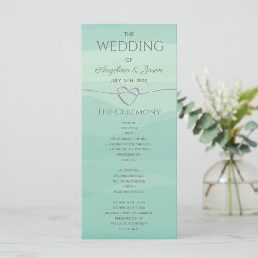 Programme Élégant Mariage moderne Silver Green (Debout devant)