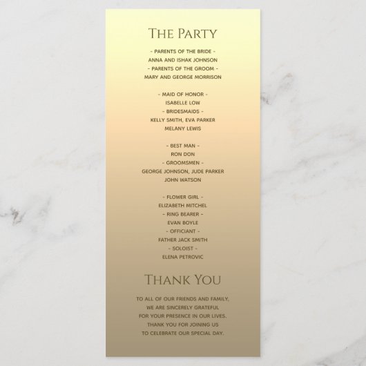 Programme Élégant Mariage Or (Dos)