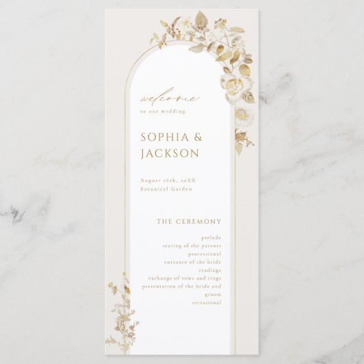 Programme Élégant Mariage or botanique à arc floral (Devant)