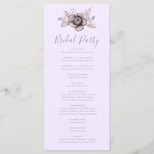 Programme Élégant Mariage Pastel Spring Watercolor (Dos)