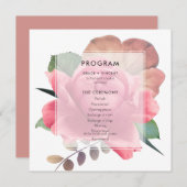 Programme Élégant mariage rose vintage (Devant / Derrière)
