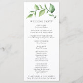 Programme Élégant Mariage Rustique Aquarelle Verdure (Dos)