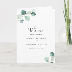 Programme Élégant Mariage Simple Sauge Verdure Eucalyptus