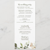 Programme Elégant Mariage Verdure Foliage Blanc Floral (Dos)
