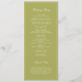 Programme Élégant mariage vert olive écriture (Dos)