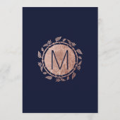 Programme Élégant Marine Rose bleu Gold Floral Wedding Progr (Dos)