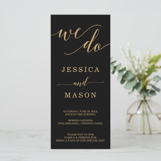 Programme Élégant minimal de mariage d'or - Nous le faisons (Debout devant)