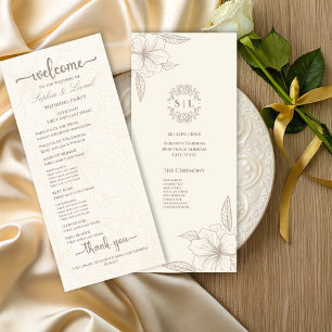 Programme Élégant minimaliste hors Mariage floral blanc