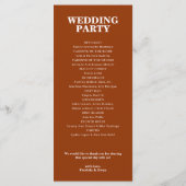 Programme Élégant minimaliste rouille Terracotta Mariage pla (Dos)
