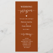 Programme Élégant minimaliste rouille Terracotta Mariage pla (Devant)