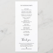 Programme Élégant minimaliste simple Mariage moderne (Dos)