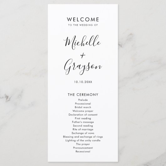 Programme Élégant minimaliste simple Mariage moderne (Devant)