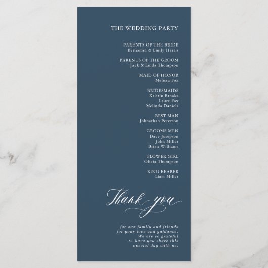 Programme Élégant minimaliste simple Mariage moderne (Dos)