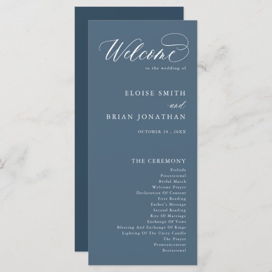 Programme Élégant minimaliste simple Mariage moderne (Devant / Derrière)