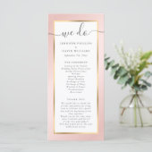 Programme Élégant moderne Blush rose et Mariage or (Debout devant)