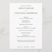 Programme Élégant Moderne Éléments simples Mariage (Devant)