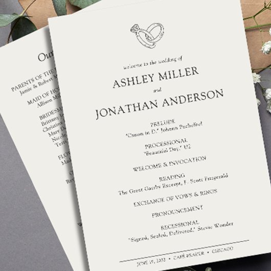 Programme Élégant Moderne Éléments simples Mariage