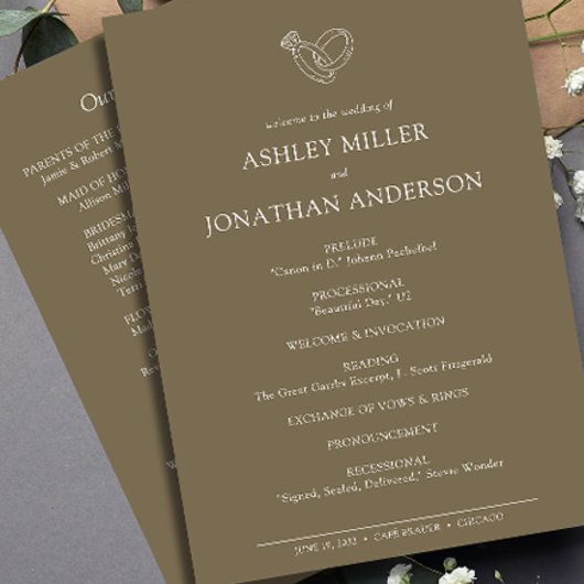 Programme Élégant Moderne Éléments simples Mariage