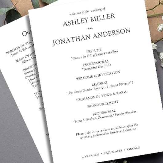 Programme Élégant Moderne Éléments simples Mariage