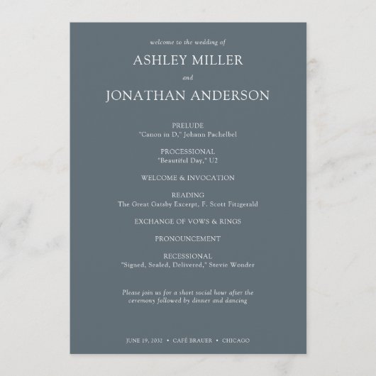 Programme Élégant Moderne Éléments simples Mariage (Devant)