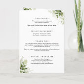 Programme Élégant Moderne Fleurs Vertes Mariage (Dos)