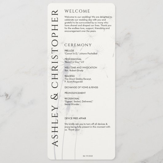 Programme Élégant moderne fumée Mariage noir (Devant)