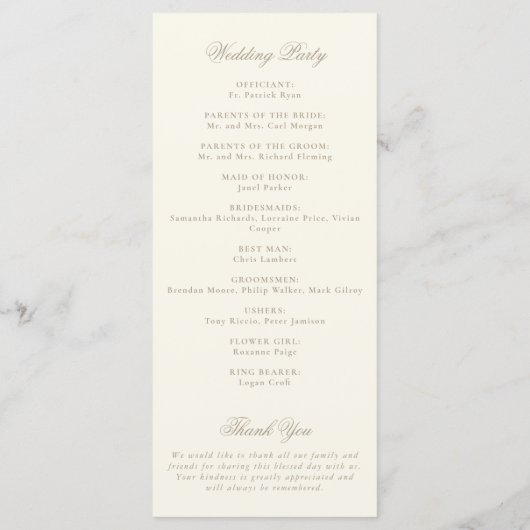Programme Elegant Monogram Crest Ivory Wedding Program (Dos)