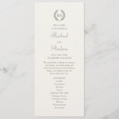 Programme Élégant Monogram Green Cream Mariage Timeline Plat (Devant)