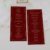 Programme Elegant Monogram Script Wine Red Wedding Ceremony