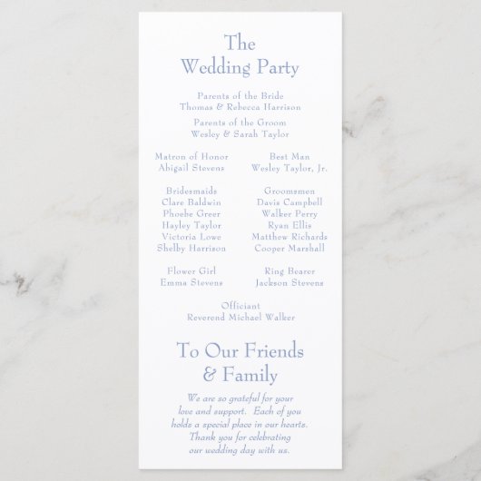 Programme Élégant Monogramme Dusty Blue Crest Mariage (Dos)