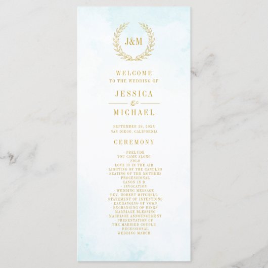 Programme Élégant Monogramme minimaliste Classique Turquoise (Devant)