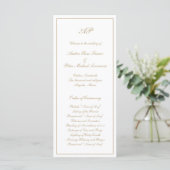 Programme Élégant Monogramme Simple Formel Or Mariage (Debout devant)