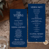 Programme Elegant Navy Blue Typography Wedding Program