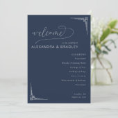 Programme Elegant Navy Geometric Wedding Ceremony Schedule (Debout devant)
