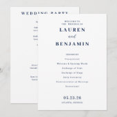 Programme Elegant Navy Minimalist Wedding Ceremony (Devant / Derrière)