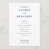 Programme Elegant Navy Minimalist Wedding Ceremony (Devant)
