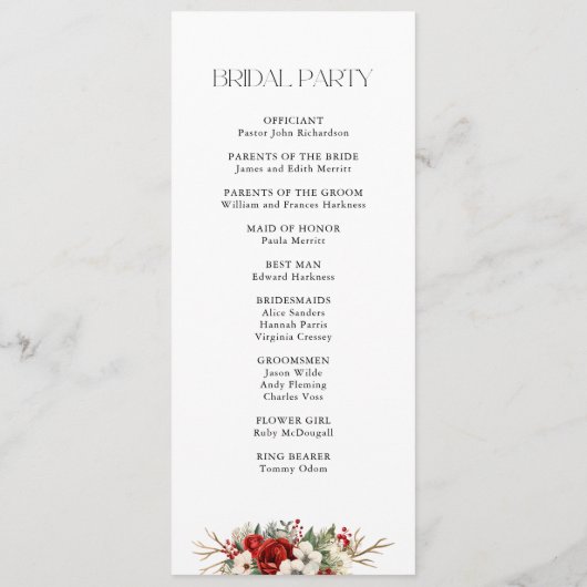 Programme Élégant Noël Floral hiver (Dos)