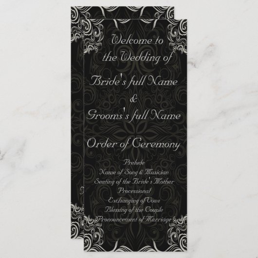 Programme Élégant noir avec Mariage de perles blanches (Devant / Derrière)