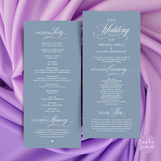 Programme Élégant Ordre de Cérémonie de Mariage Classe