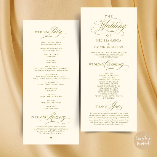 Programme Élégant Ordre de Cérémonie de Mariage Classe