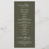 Programme Élégant Ordre de Cérémonie de Mariage Vert Olive d (Dos)