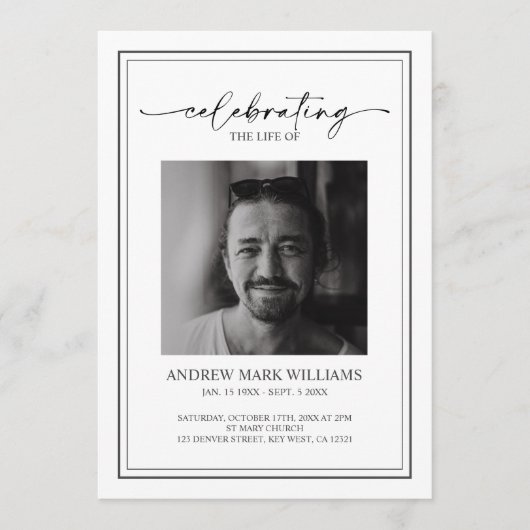 Programme Élégant ordre funéraire commémoratif (Devant)