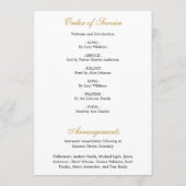 Programme Élégant ordre funéraire Floral Memorial (Dos)